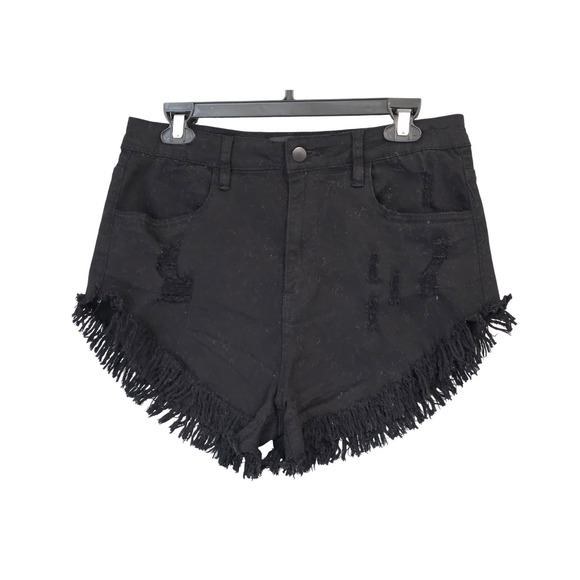 Fashion Nova Pants - Fashion Nova Denim Shorts Black Frayed Fringe Distressed High